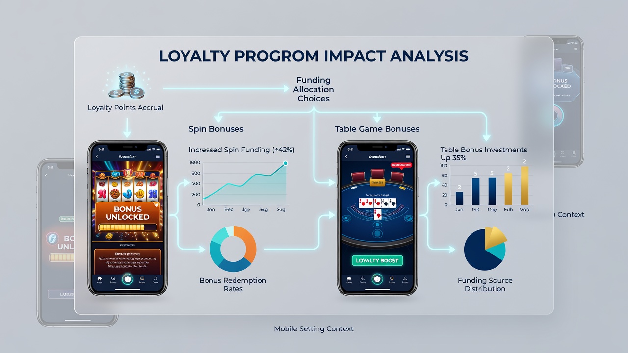 Analytics dashboard displaying loyalty tier impacts on deposit method selection for mobile bonuses